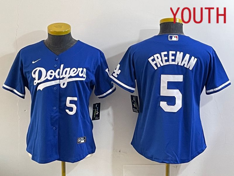 Youth Los Angeles Dodgers #5 Freeman Blue Game 2024 Nike MLB Jersey style 11206->youth mlb jersey->Youth Jersey
